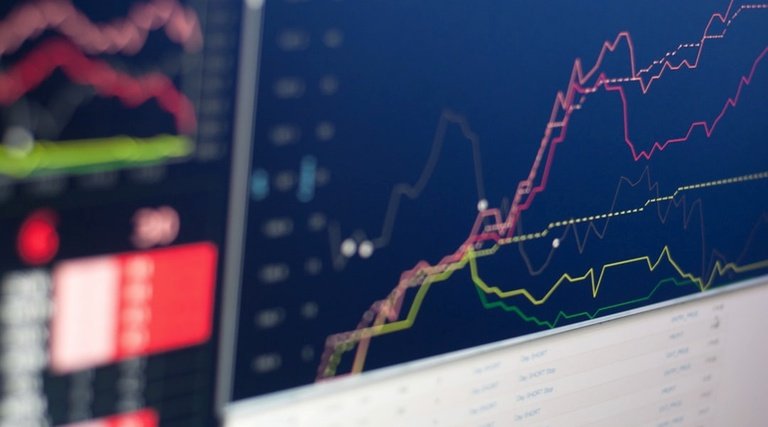 Braskem vai falir gráficos financeiros mercado Braskem vai falir?: monitor exibindo gráficos financeiros com linhas coloridas de desempenho de mercado